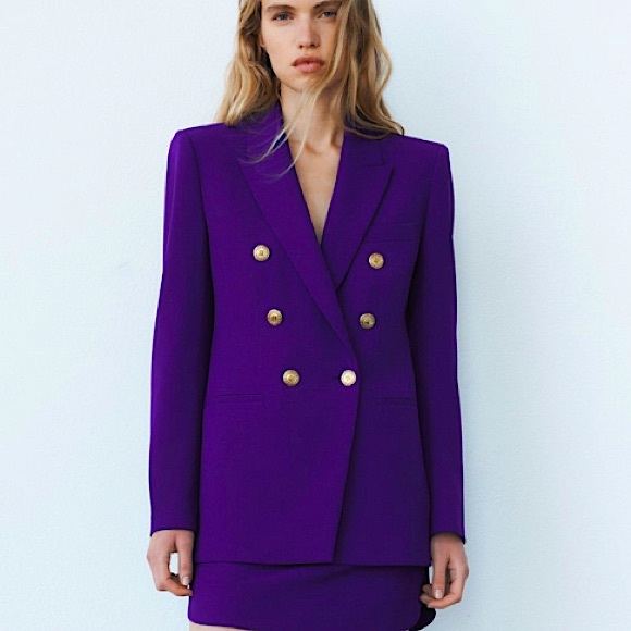 Zara Jackets & Blazers - ✨Host Pick✨ NWT Zara purple tailored blazer with gold buttons Size S